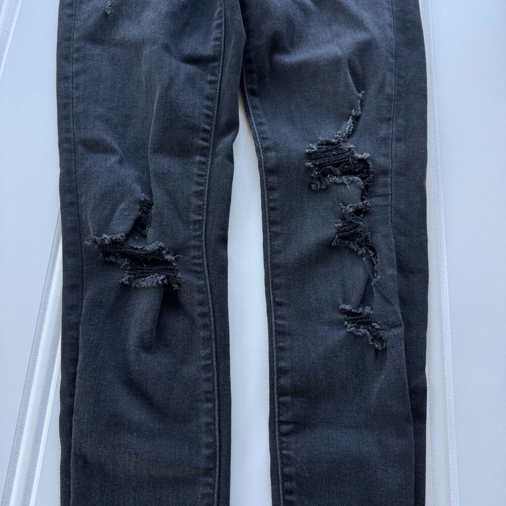 Flying Monkey Black Distressed Skinny Jeans | Edgy Grunge Ripped Denim Pants - Picture 3 of 7